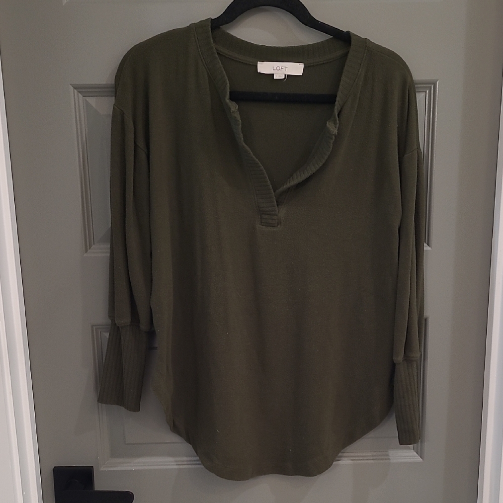 LOFT Khaki Long Sleeve Women's Top